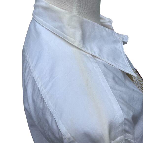 VTG Rafaella Shirt Sz L Cute Cats Holiday Christmas White Embroidered Button Up - Picture 10 of 13